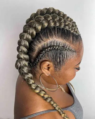 Goddess braids in a fishtail