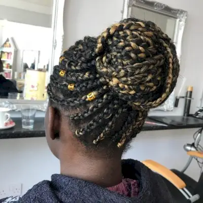 High Goddess Box Braids Bun