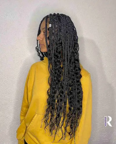Loose Curls with Medium Goddess Braids