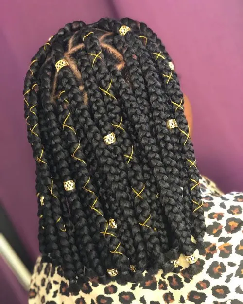 Long Bob med Box Braids' title=