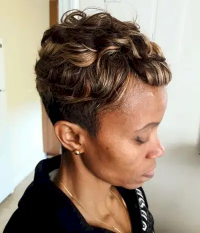 Weave With an Undercut and Caramel Highlights