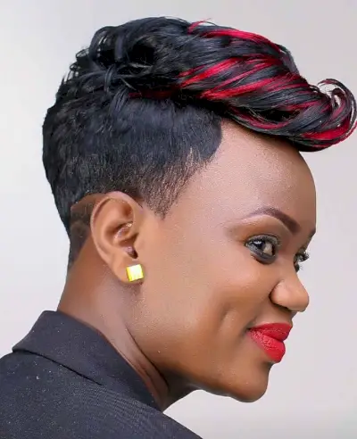 Weave on tapered haircut