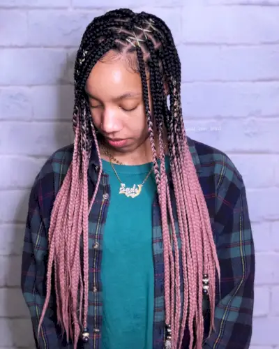Thin lemonade braids with pink ombre