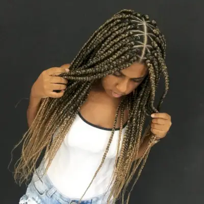 Long Lemonade Braids with Blonde Highlights
