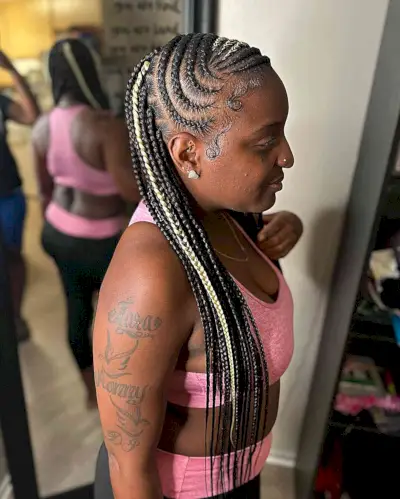 Very Long Curved Lemonade Braids with Blonde Accent