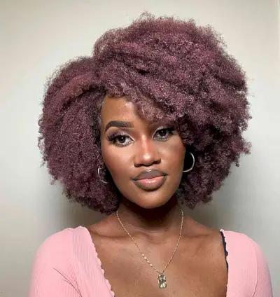 Pink-Inspired Natural Fro for black women