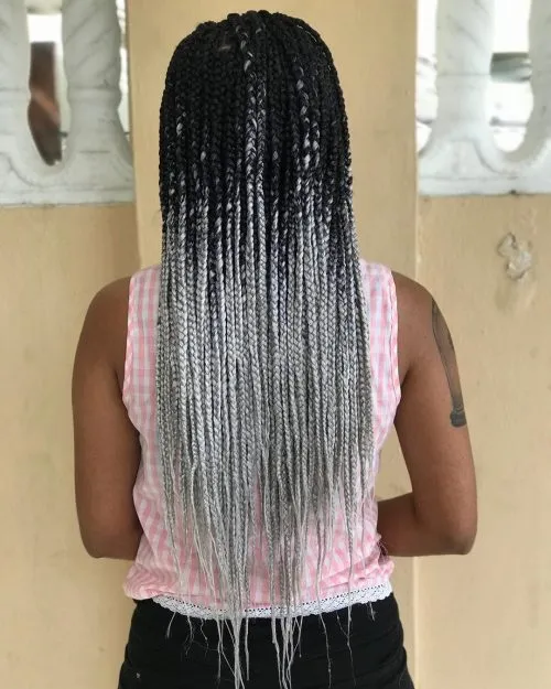 Box Braids de couleur blond platine' title=