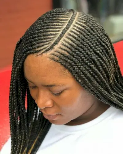 Black Braids With Cornrow Designs