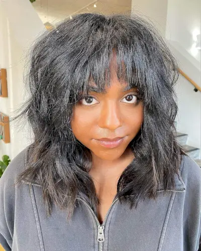 layered cut with bangs