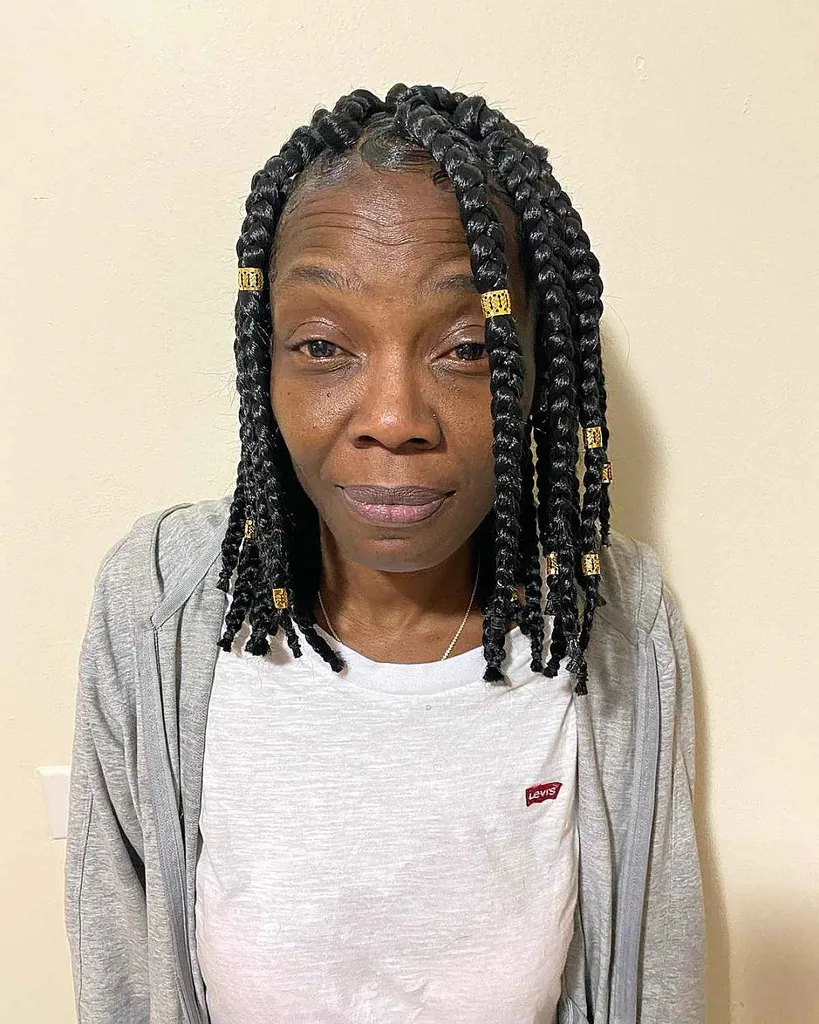 자연스러운 모발을 위한 짧은 박스 브레이드' title=