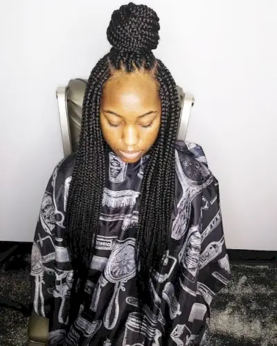 Senegalese Twists + Top Knot Bun