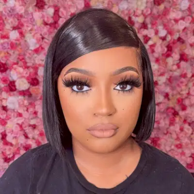 Sleek modern bob with a side part