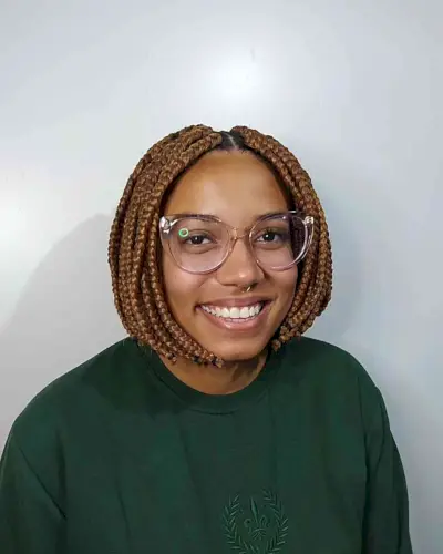 Short black box braid hairstyle