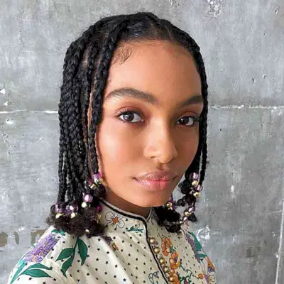 Short Braids with Beads for Natural Hair on black ladies in their 20s