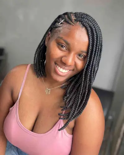 Protective Side-Swept Braids Hairstyle