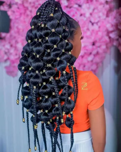 Protective Unique Braids and Bubble Ponytails