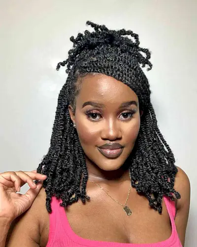 Protective slayed twists hairstyle for black women