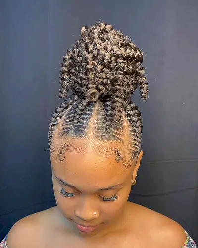 Big Knotless Braided Bun Updo for Long Hair