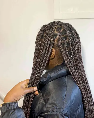 Long-Length Small Brown Knotless Box Braids