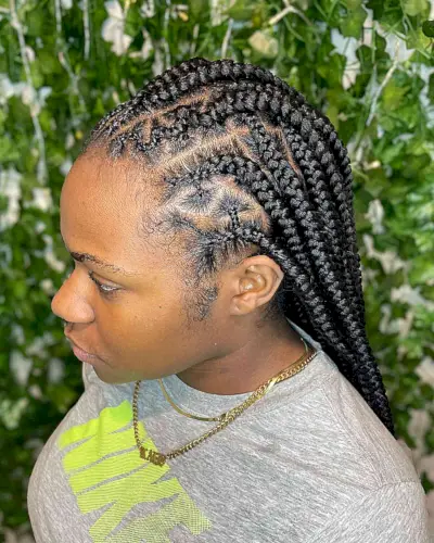 Knotless Stitch Braids with Square and Triangle Parts for Black Long Hair