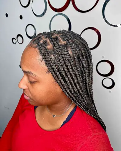 Long-Length Knotless Dark Brown Box Braids
