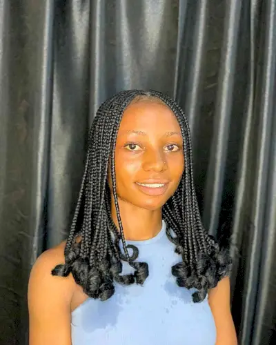 Small Knotless Braids with Curled Ends for Women