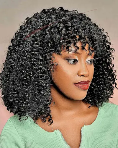 Amazing Curly Weave Style for Black Ladies with long face shapes