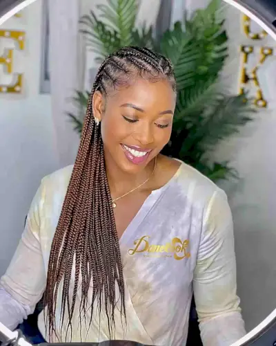 Very Long Black and Brown Cornrow Knotless Braids