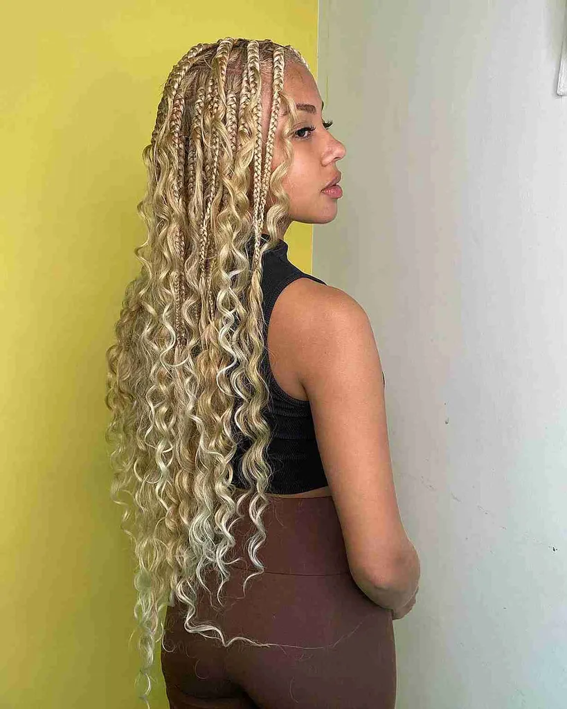 Superlånga Gypsy Goddess flätor på blont hår' title=