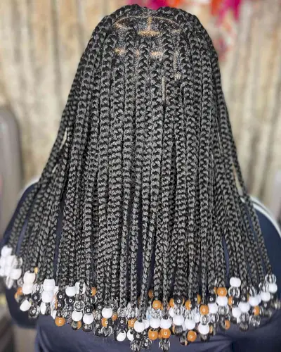 Mid back Beaded Knotless Jumbo Braids