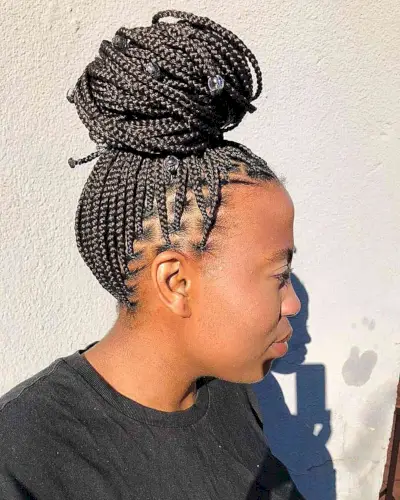 Knotless Box Braided Bun with Beads