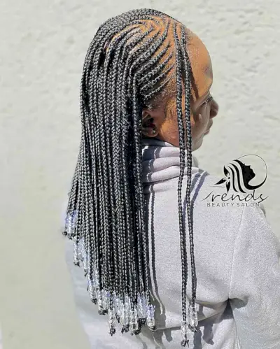 Beaded Mid-Length Knotless Fulani Braids
