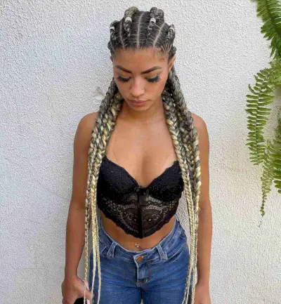 Thick Straight-Back Ghana Braids with Cuffs