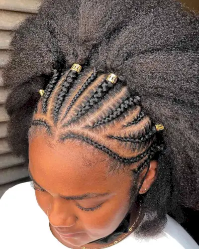 Ghana Braids with Beads and an Afro