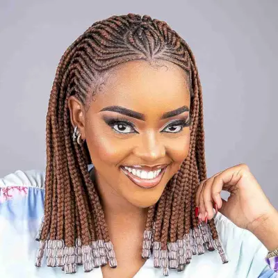 Light Brown Ghana Braids with Beads