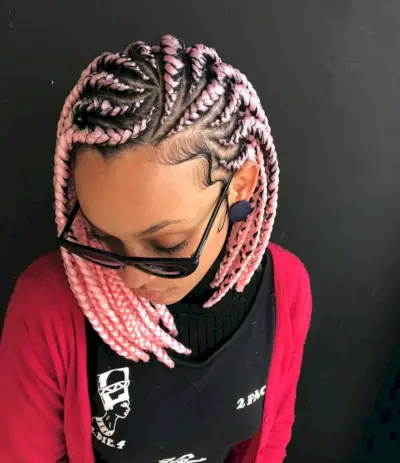 Unique Ghana Braids With Pink Color