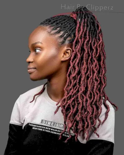 Feminine Dark Red Faux Locs