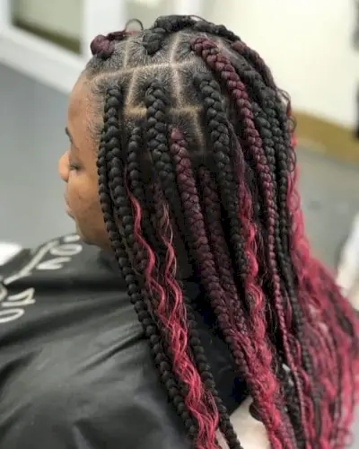 Black and Burgundy Box Braids