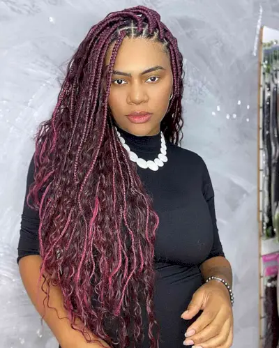 Burgundy Crochet Box Braids for Black Women