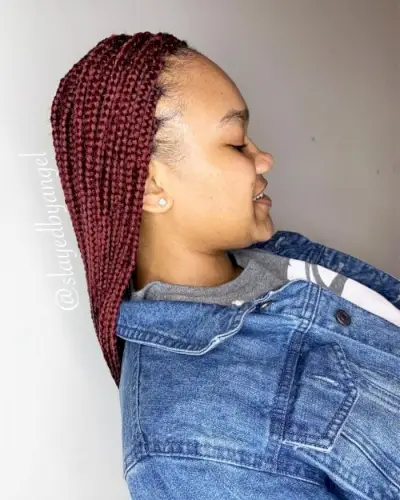 Micro Burgundy Box Braids
