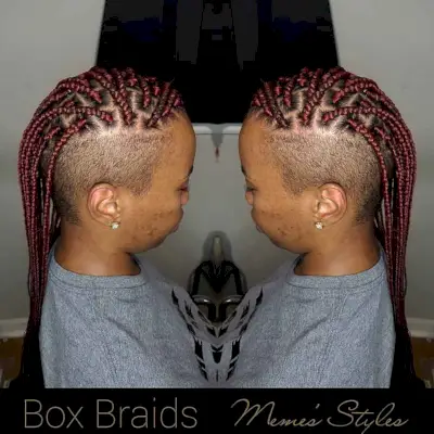 Undercut with red and burgundy braids