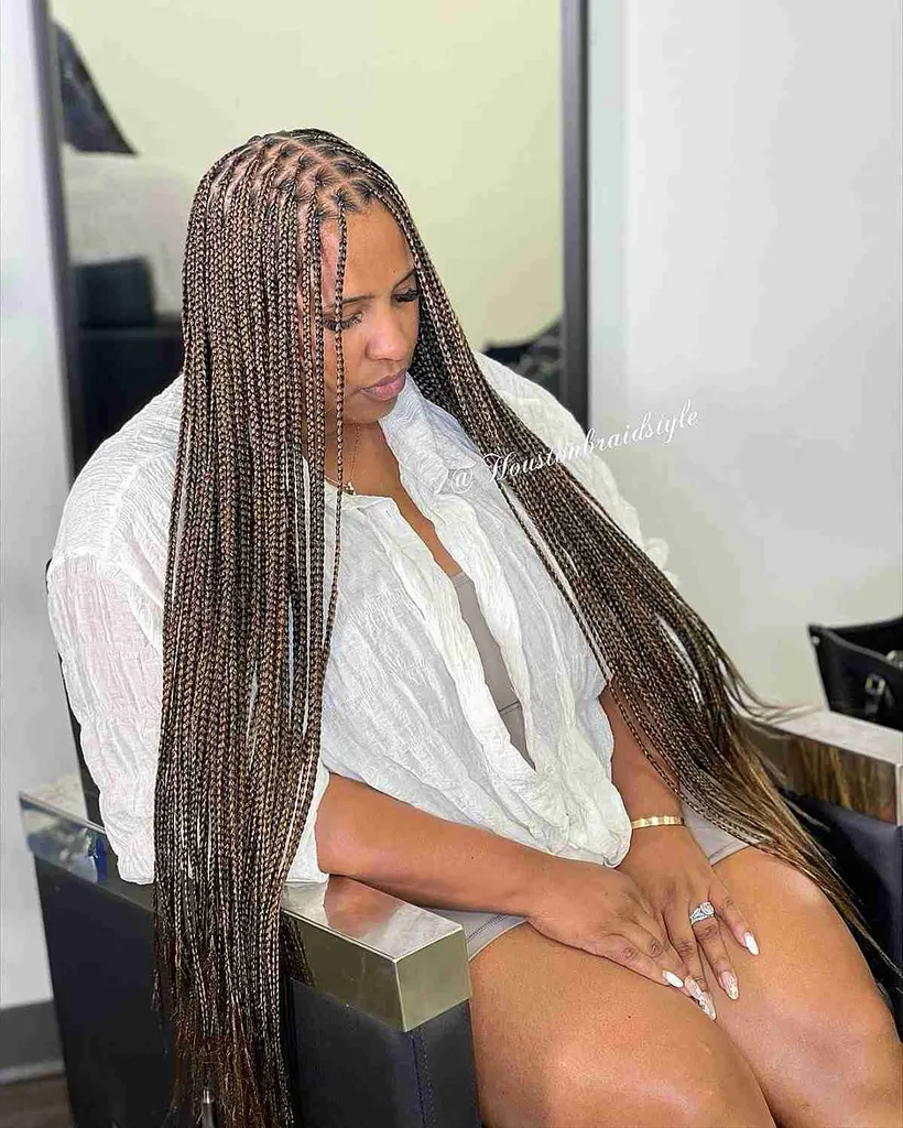 手間のかからない結び目のない女神のボックス三つ編み' title=