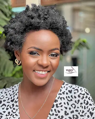 Short Natural Rounded Afro for Black Ladies