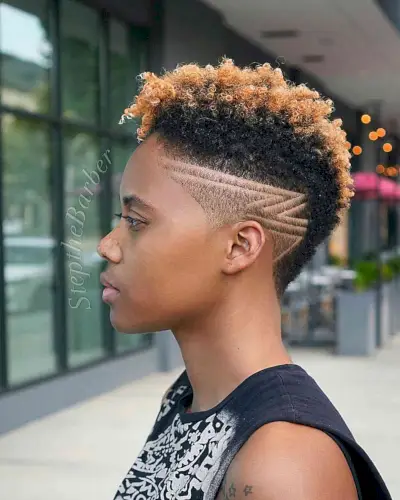 Short caramel blonde with an undercut