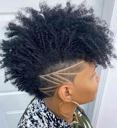 Naturally short curly frohawk coils