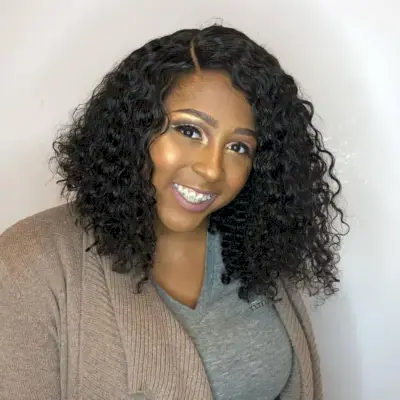 cute curly sew in bob