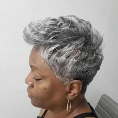 Grey pixie cut for 50+ black women