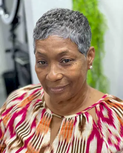 Natural Salt and Pepper Pixie Cut for Black Ladies 50 and Over