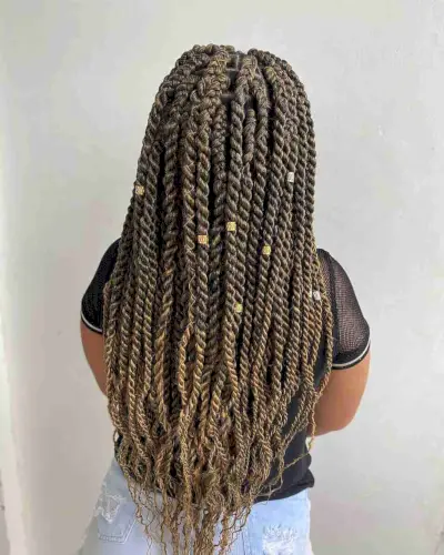 Big Golden Blonde Twist Braids with Cuffs
