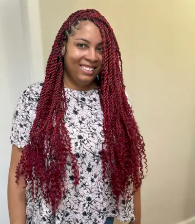 Red Hair with Twist Braids and Curly Ends